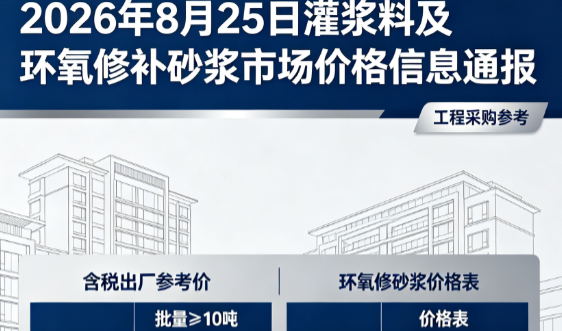宝丰2026年8月25日灌浆料及环氧修补砂浆市场价格信息通报
